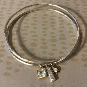 Silpada Sterling Silver Double Bangle Charm Bracelet – B3079